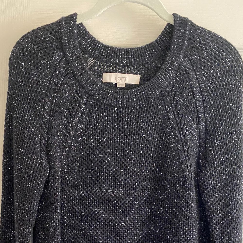 LOFT sweater size XS in black with metallic thread
